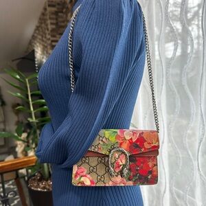 Authentic Gucci Dionysus Blooms Mini GG Supreme Chain Wallet Floral w Dust Bag